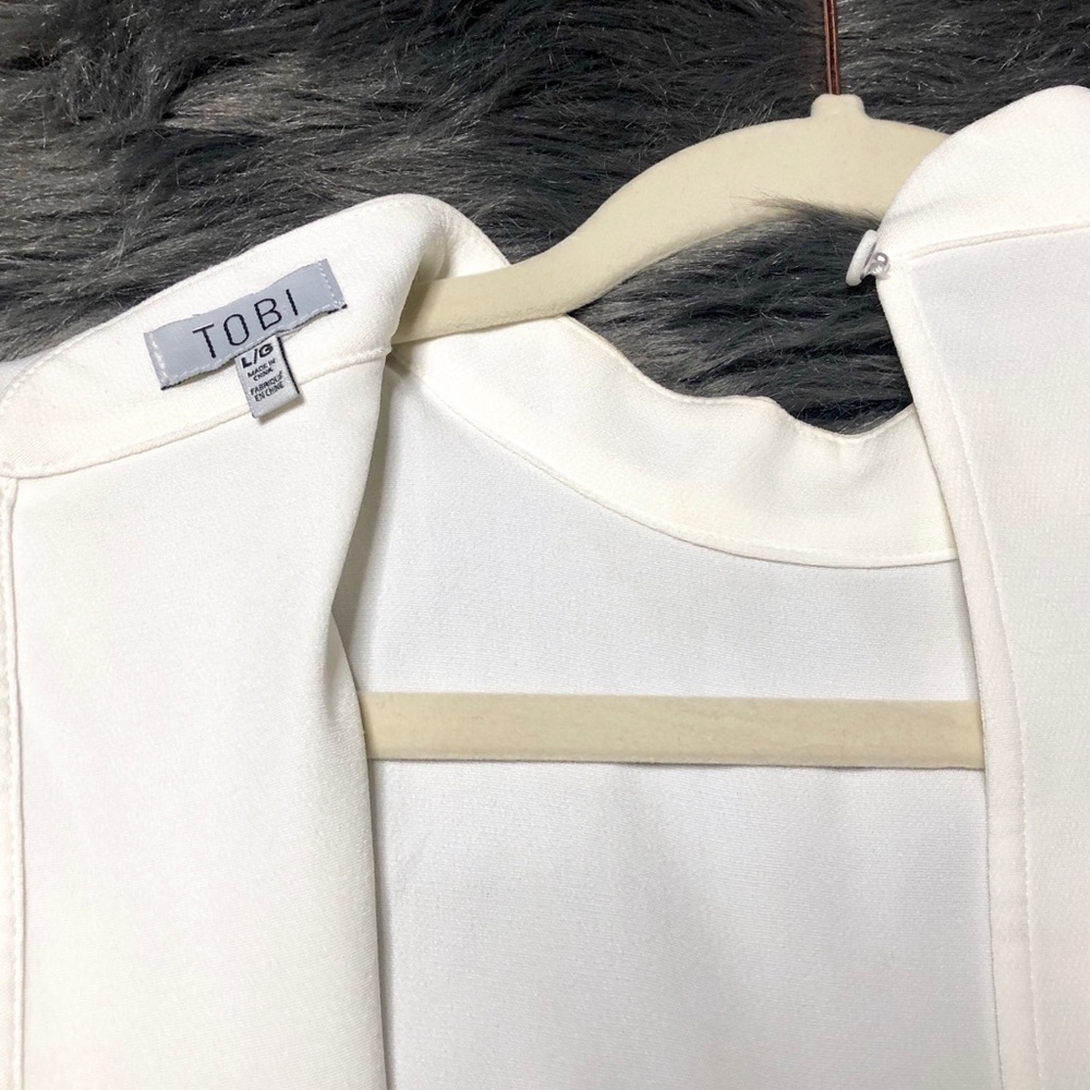Tobi White Pastel Blue Mockneck Cutout Mini Dress - Picture 4 of 8